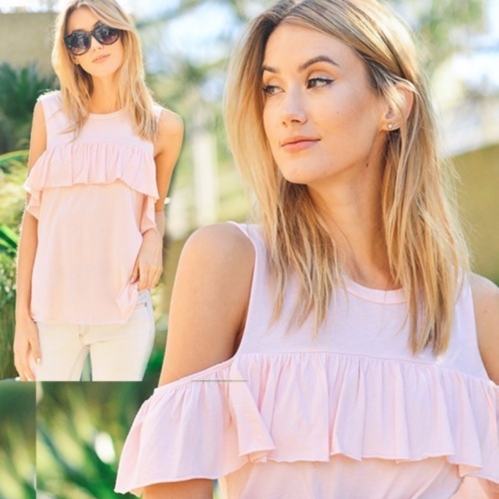 Light Pink Cold Shoulder Top